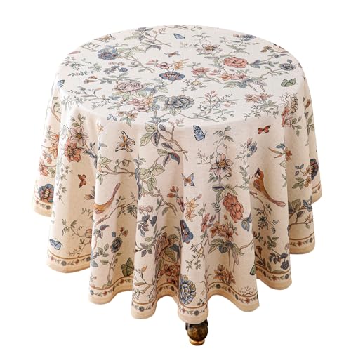 ISAENNE Designer French Linen Round Tablecloth,Diameter 55"-Cornucopia - color: Cornucopia, size: 55" (Round)