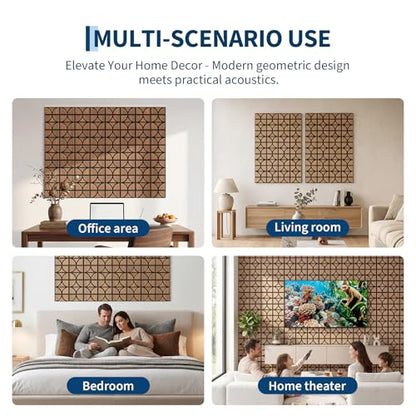 Garvee 3D Acoustic Wood Panels, 12" x 12" Sound Absorbing Wall Panels, Oak - color: 24 pcs-Oak