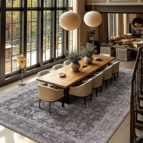 Washable 10x14 Area Rugs for Living Room, Charcoal Gray - color: Charcoal Gray, size: 10' x 14' (Rectangular)