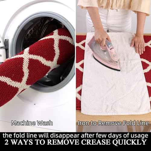 SHACOS Red Runner Rug 2x8 ft Washable Non Slip Low Pile Entryway Rug Runner - color: Red, size: 2' x 8'