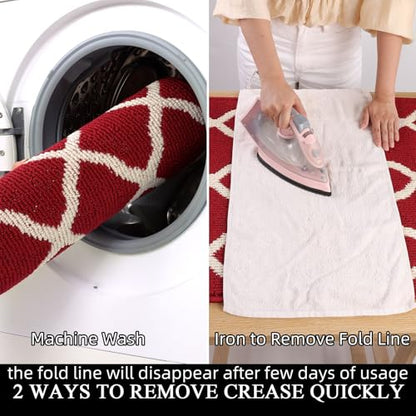 SHACOS Red Runner Rug 2x8 ft Washable Non Slip Low Pile Entryway Rug Runner - color: Red, size: 2' x 8'