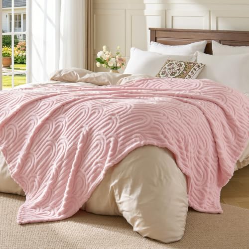 BEDELITE Cute Pink Boho Fleece Twin Blanket for Bed, 60x80 Inches - color: Pink Boho, size: Twin(60"x80")