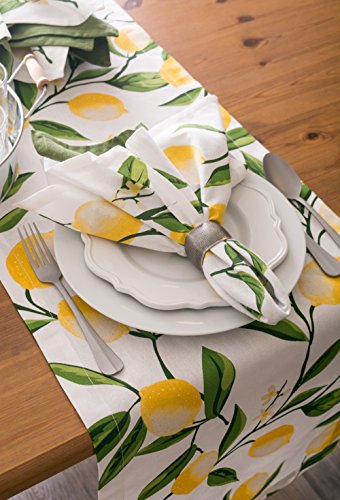 DII Lemon Bliss Tabletop Collection, Table Runner, 14x108 - size: 108" x 14" (Rectangular)