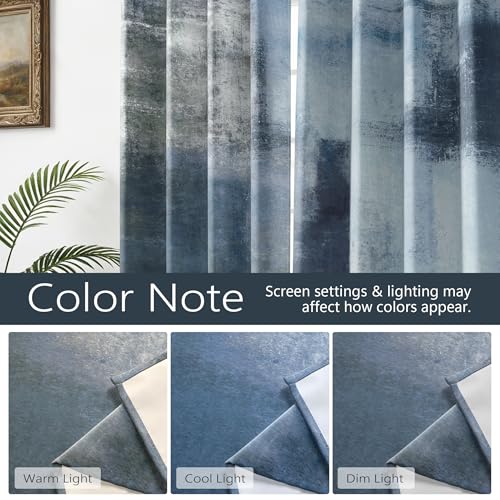 Dusty Blue Abstract Curtains for Living Room Bedroom, 52W x 72L, 2 Panels - color: Blue Grey, size: 52"W x 72"L (Pack of 2)