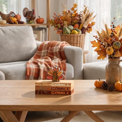 Smile Thanksgiving Wooden Decor Indoor Turkey Gobble Faux Books Bundle - style: Turkey