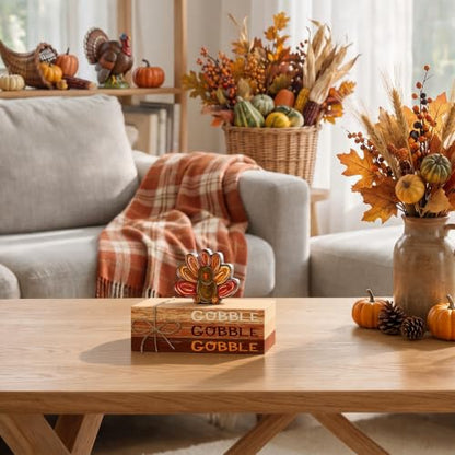 Smile Thanksgiving Wooden Decor Indoor Turkey Gobble Faux Books Bundle - style: Turkey