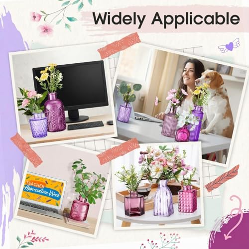 Yaomiao 30 Pcs Glass Bud Vases Centerpieces, Purple Series - color: Purple Series