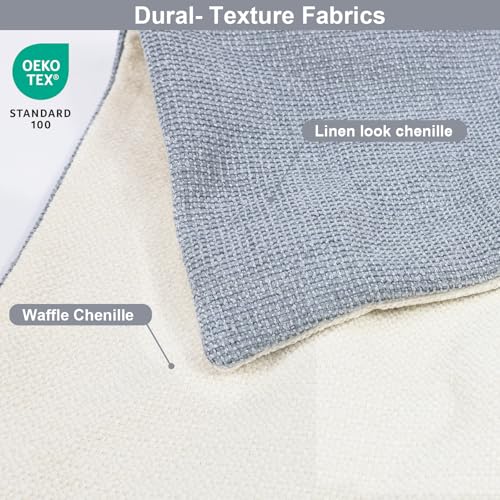 Chambray Chenille Throw Pillow Covers 14x20 Inch Pack of 2 - color: Chambray,cream, size: 20" x 14" (Pack of 2)