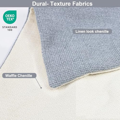 Chambray Chenille Throw Pillow Covers 14x20 Inch Pack of 2 - color: Chambray,cream, size: 20" x 14" (Pack of 2)