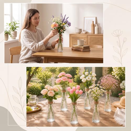 Set of 18 Clear Glass Bud Vases for Centerpiece, Water Ripple - color: Clear, size: Water Ripple