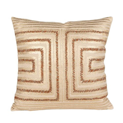 Creative Co-Op Gold Foil Embroidered Geometric Cotton Square Pillow, Multicolor Finish