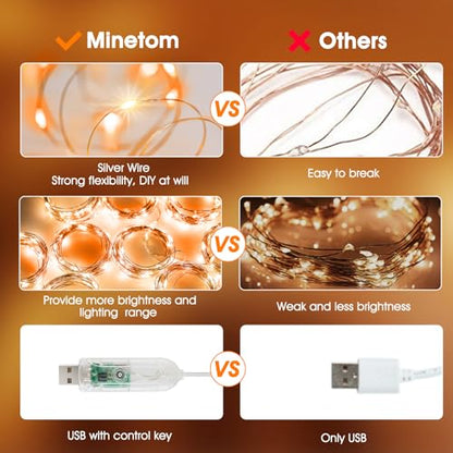 Minetom Halloween Curtain Lights, 300 LEDs Twinkle Fairy Lights, 8 Modes - color: Orange, size: 1 Pack