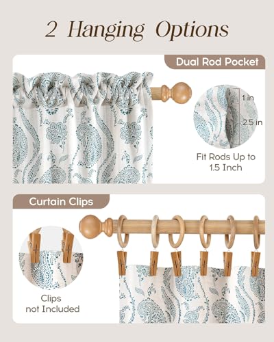 Miss Adola 36 Inch Length Kitchen Tier Curtains, Blue Farmhouse - color: Blue Farmhouse, size: 28"W x 36"L (Pack of 2)