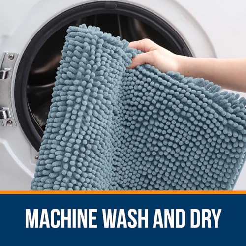 OLANLY Toilet Rugs U-Shaped 20x20, Soft Absorbent Chenille Contour Rugs - color: Airy Blue, size: 20" X 20" Contour Rug