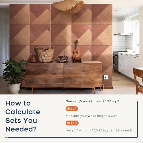 BUBOS 6-Pack Acoustic Panels, Wood Grain Sound Absorbing Panels, 23.6x23.6 - color: Deep Diamond Weave, size: 72 * 48 Inches