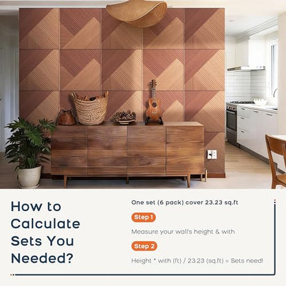 BUBOS 6-Pack Acoustic Panels, Wood Grain Sound Absorbing Panels, 23.6x23.6 - color: Deep Diamond Weave, size: 72 * 48 Inches