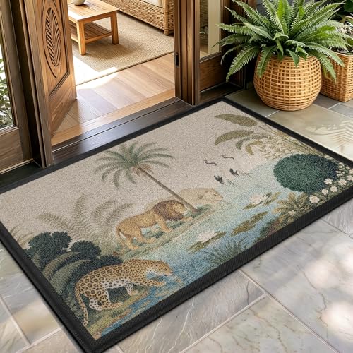 Color&Geometry Front Door Mat Outside Entrance, 29.5x48 Waterproof All-Season, All-Weather Doormat, Fade Resistant, Easy Clean, Low Profile Patio Porch Entryway Mat, Exotic Jungle Oasis - color: Exotic Jungle Oasis, size: 30"x48"