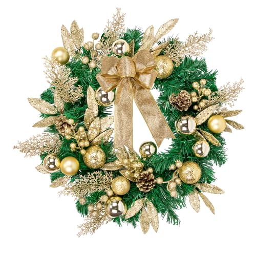 Christmas Wreaths for Front Door Decor Flower, 22" Winter Golden - color: Wreaths 9