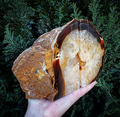 AMOYSTONE Natural Agate Bookends Weighted Book Stopper for Large Hardcovers - color: Natural, size: 6-8 Pounds