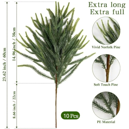 Enchanted Evergreen Pine with Lights, Norfolk Pine Stems, Lighted Branches - color: Green With Llight