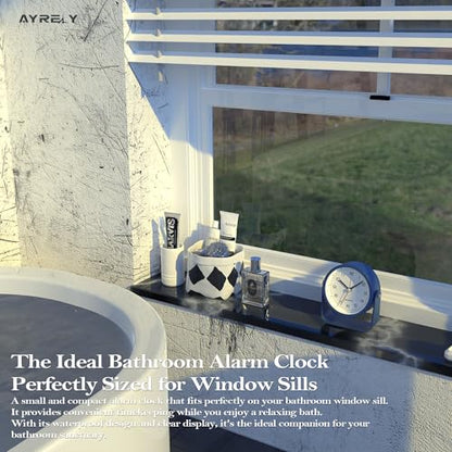 AYRELY® 3.5" Small Analog Travel Alarm Clock, Battery Operated Desk Clock - color: Navy Blue