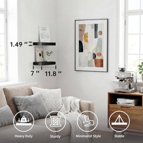 Small Black Floating Shelves for Wall, 12 Inch, Set of 2, Bathroom - color: Black, size: 11.8''