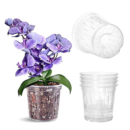 TRUEDAYS Orchid Pot, 4 Pack 6 Inch Plant Pot with Drainage - size: 6Inch-4Pack