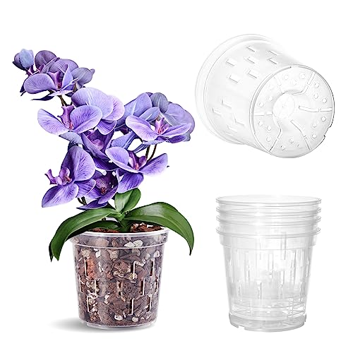 TRUEDAYS Orchid Pot, 4 Pack 5 Inch Plant Pot with Drainage - size: 5Inch-4Pack