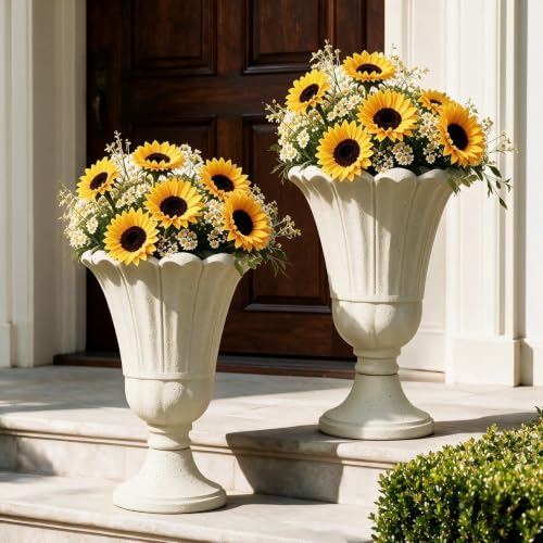 NicBex 24" Tall Urn Planters for Outdoor Plants Set of 2 - Beige Petal - color: Beige