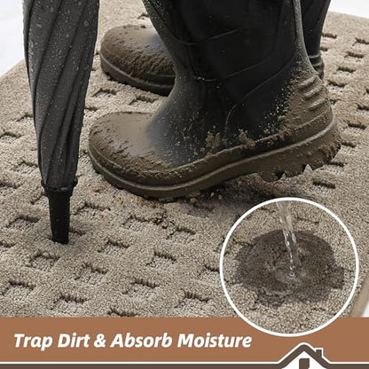 BEQHAUSE Dirt Trapper Door Mats 36"x60", Non Slip Washable, Beige - color: Beige, size: 36" X 60" (Rectangular)