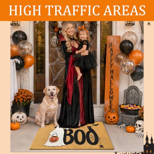 Halloween Welcome Mat Spooky Boo Non-Slip Front Door Mat, 17x29 in - color: Spooky Boo