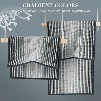 BSICPRO Bathroom Rugs Sets 2 Piece, Non Slip Striped Bath Mats, Blue Grey - color: Blue Grey, size: 20" x 32" Plus 16" x 24"