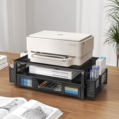 Simple Trending Monitor Stand with Drawer, 2-Tier Laptop Stand, Black - color: Black, Golden Yellow