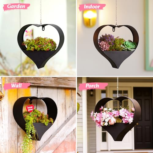 Metal Plant Hangers Indoor and Outdoor: Pots with Drainage Hole - color: Black Heart