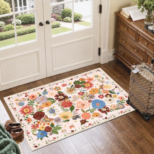 Beige Washable 2x3 Entry Rug, Small Rugs for Kitchen Bathroom Door Mat - color: Blush Beige, size: 2' x 3' (Rectangular)