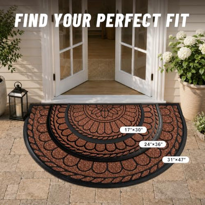 Mibao Half Round Door Mat, 47"x32", Maroon, Non-Slip Welcome Entrance - color: Maroon, size: 2'8" x 3'11" (Semicircular)