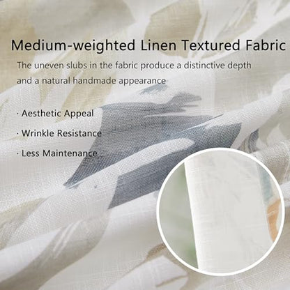 Taupe Floral Print Boho Abstract Leaf Sheer Curtains 55x84" Bedroom 2pcs - color: Back Tab- Semi Sheer- Taupe, size: 55"W x 84"L (Pack of 2)