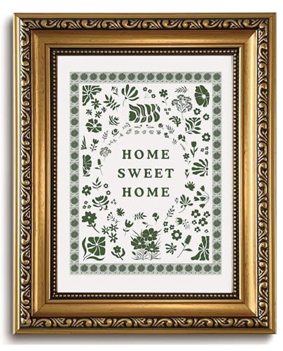 Vintage Gold Framed Wall Art Home Sweet Home Canvas Art Prints, 8x10in - color: home, size: 10"L x 8"W