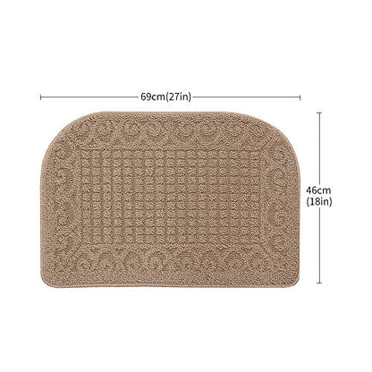COSY HOMEER 27x18 Half Round Kitchen Rug,Non Slip Washable Mat,Beige 1PC - color: Beige, size: 1'6" x 2'3" (Semicircular)