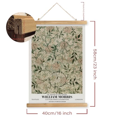 MIDEFINCH William Morris Vintage Green Botanical Linen Canvas Scroll Poster - color: WILLIAM MORRIS F