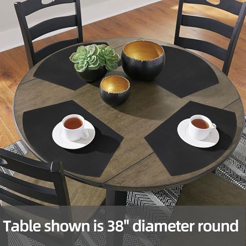 SHACOS Small Round Table Placemats Wedge Placemat Set of 4 Non Slip Heat Resistant Woven Vinyl Table Mats Wipe Clean Indoor Outdoor (4, Black) - color: Black