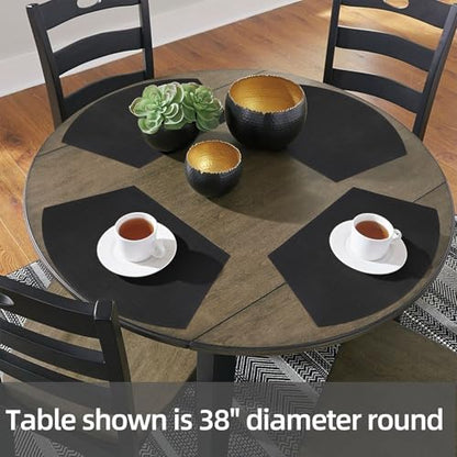 SHACOS Small Round Table Placemats Wedge Placemat Set of 4 Non Slip Heat Resistant Woven Vinyl Table Mats Wipe Clean Indoor Outdoor (4, Black) - color: Black