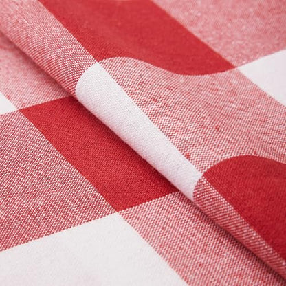 Encasa XO Table Runner, Woven Cotton Dining Linens 13"x36" Red - color: Buffalo Red Checks, size: 13x36 in