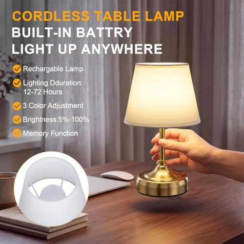 Small Cordless Table Lamp Rechargeable Gold - color: Gold-S
