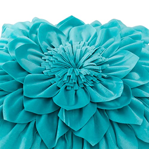 OiseauVoler Decorative 3D Flower Throw Pillow Covers 18 x 18 Inch Teal - color: Teal