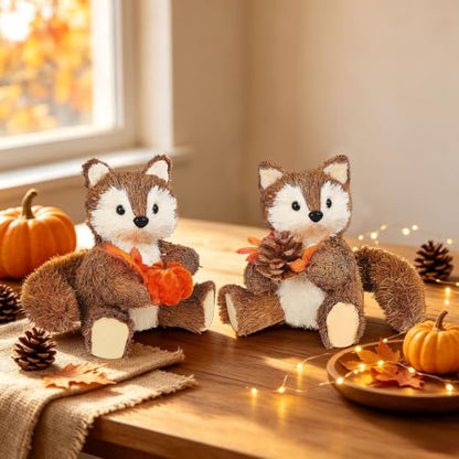 Lulu Home Handmade Set of 2 Fox Fall Decorations