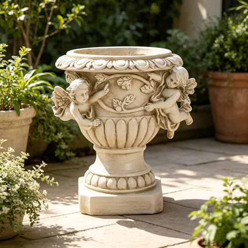 Cherub Angel Planters, Cherub Planter Flower Pots with Drain Hole for All House Plants, Patio Yard Decor, Polyresin, 8.46" H