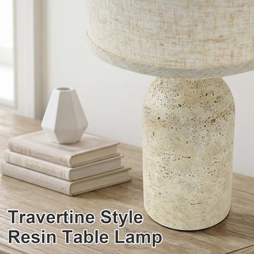 GyroVu Table Lamps Set of 2, Resin Bedside Lamps for Living Room Bedroom - color: Beige
