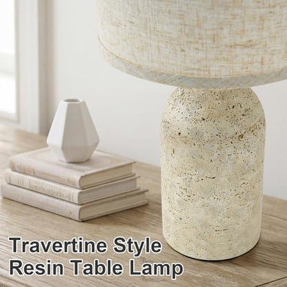 GyroVu Table Lamps Set of 2, Resin Bedside Lamps for Living Room Bedroom - color: Beige