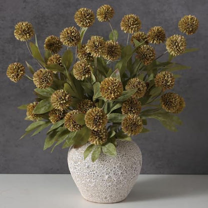 6 Pcs 27"Artificial Fall Pompon Mum Flower Stems for Vase (Autumn Orange) - color: Autumn Orange